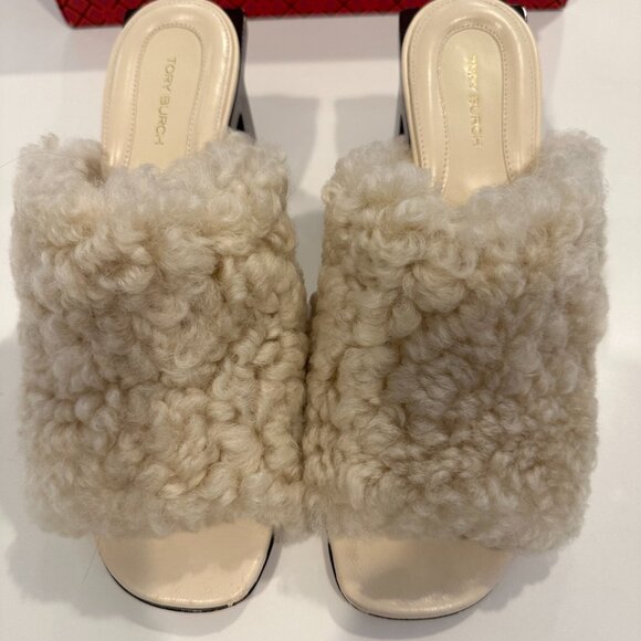Tory Burch Block T Shearling Mule Sandal - SIZE 9 - Picture 4 of 5
